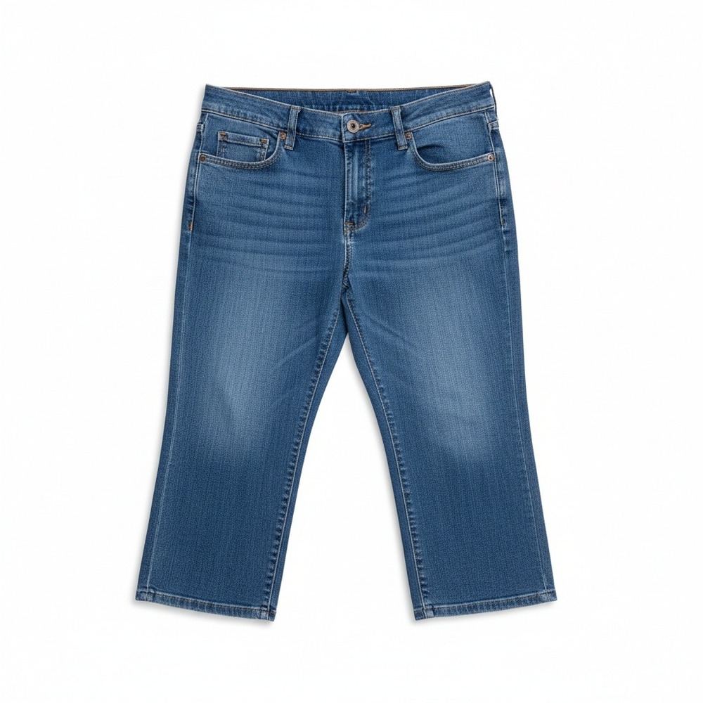 Duplex by Tyte Denim Capri Jeans,‎ Woman's Size 12, Medium Wash Embroidered Blue